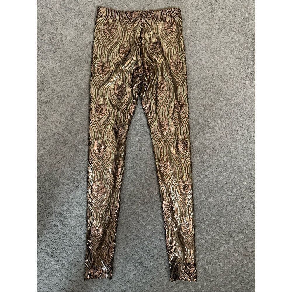 Gianni Bini Gold Silver Sequins Part Pants Leggings XS